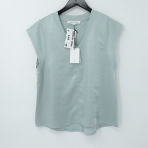 Melissa Nepton Cameron Top Women Medium Sparkling Green V Neck Cap Sleeve Casual